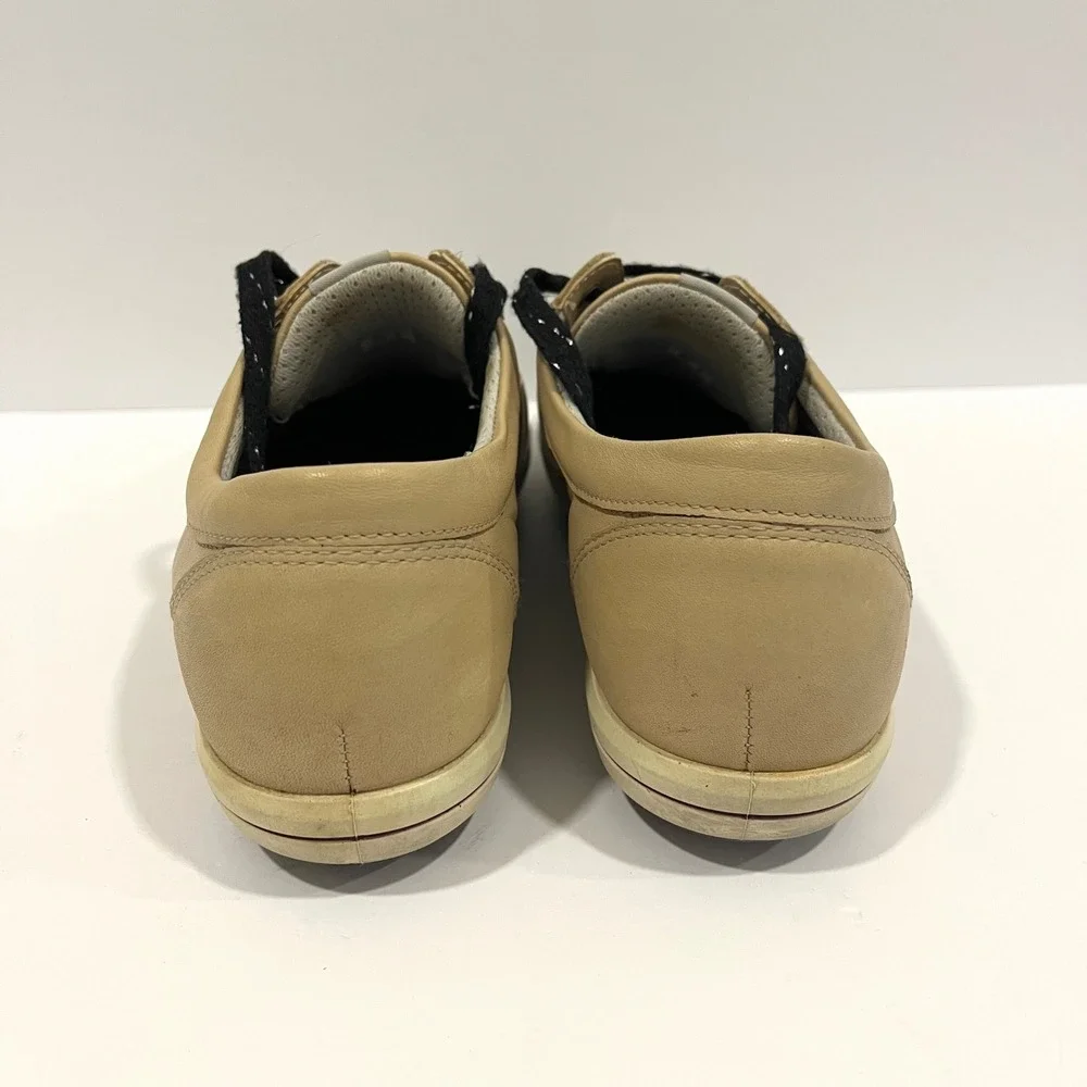 Ecco Women Tan Leather Spikeless Golf Shoes White Toe Cap Lace Up EU 40 US 9-9.5